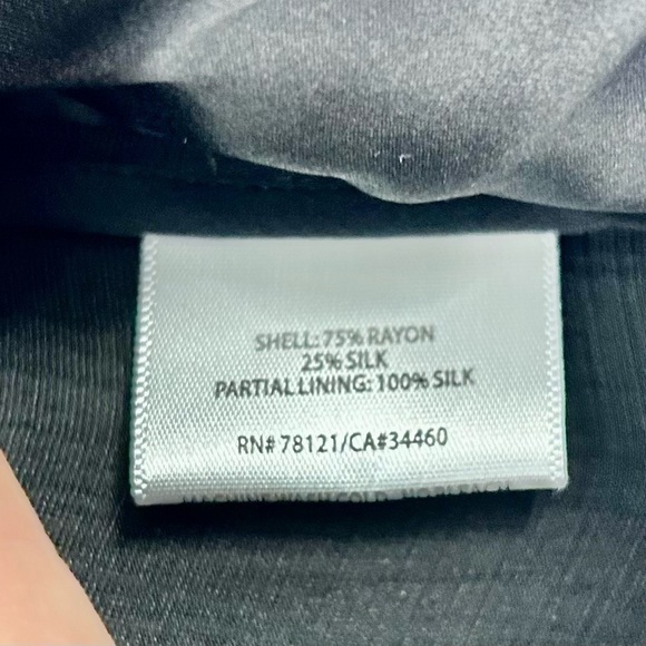 Eileen Fisher Textured Black Longline One Button Silk Blend Jacket Blazer L - Picture 10 of 11